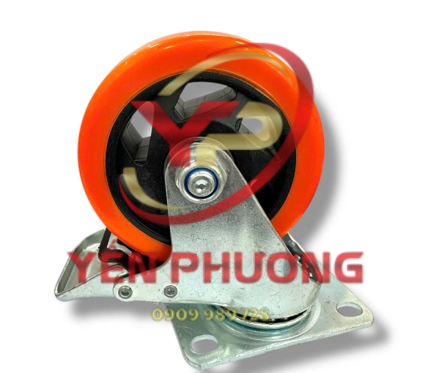 Bánh xe đẩy cao su lõi thép màu cam